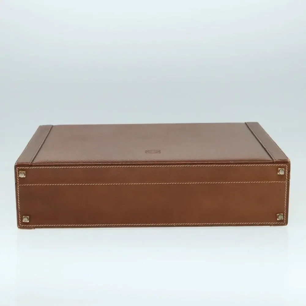 LOEWE Anagram Attache Case Trunk Leather Brown Gold